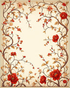 Vibrant Floral Vining Scroll Pattern Rug