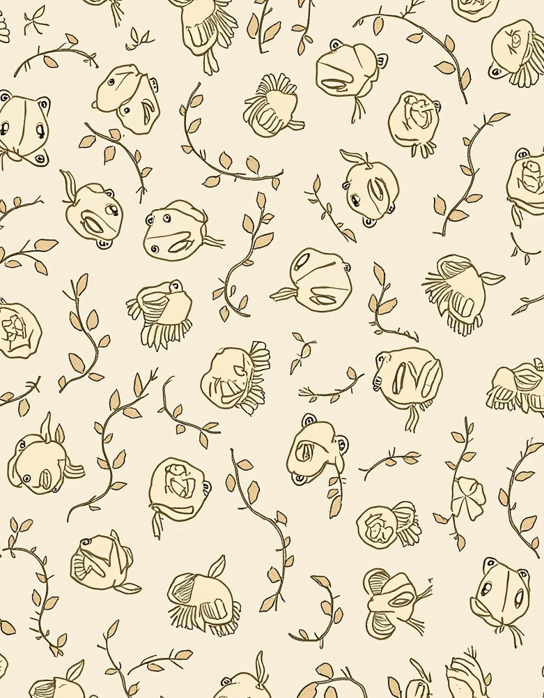 Whimsical Frogs and Leafy Vine Pattern Rug