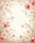 Soft Coral Floral Scroll Pattern Rug