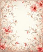 Soft Coral Floral Scroll Pattern Rug
