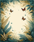 Nature Butterfly Fern Forest Pattern Rug
