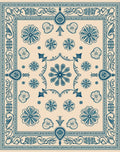 Classic Blue Floral Square Pattern Rug