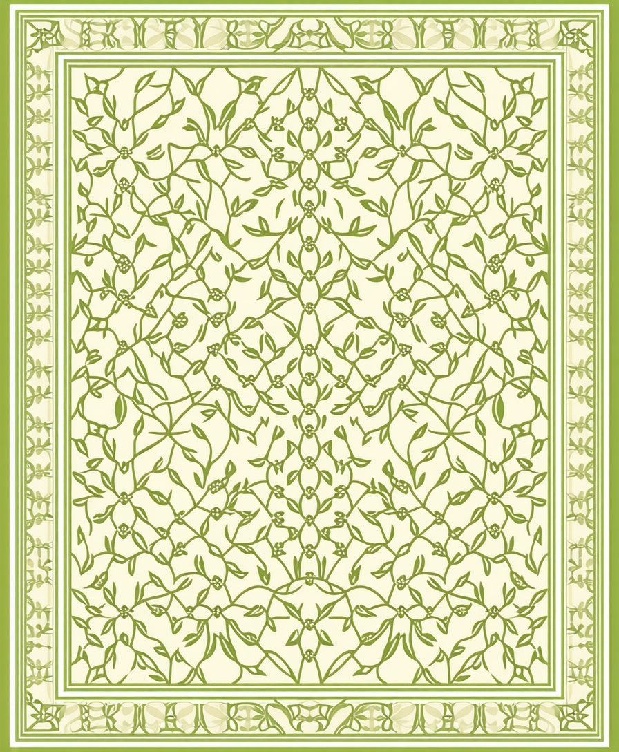 Vine Pattern With Green Lattice Design Rug