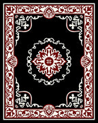Crimson White Bordered Medallion Rug