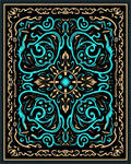 Bold Teal Abstract Swirl Border Rug