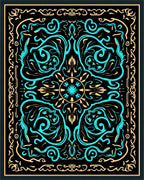 Bold Teal Abstract Swirl Border Rug