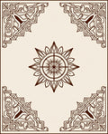 Ornate Sun Corner Motif Rug