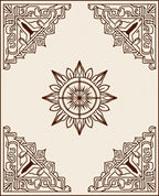 Ornate Sun Corner Motif Rug