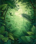 Lush Jungle Foliage With Birds Design Rug