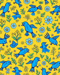 Blue Bird Floral Pattern Rug