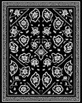 Elegant Floral Vine Black White Rug