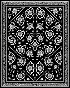 Elegant Floral Vine Black White Rug