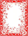 Charming Red Floral Vine Design Rug