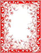 Charming Red Floral Vine Design Rug