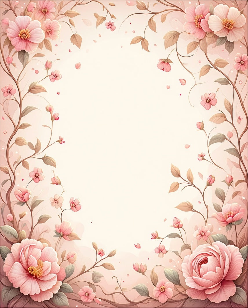 Soft Pink Floral Vine Design Rug