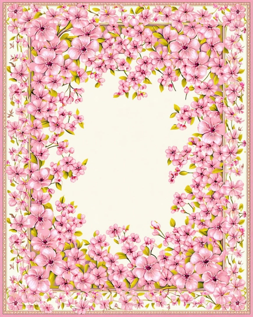 Pink Blossom Vine Border Rug