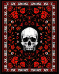 Gothic Red Rose Skull Pattern Rug