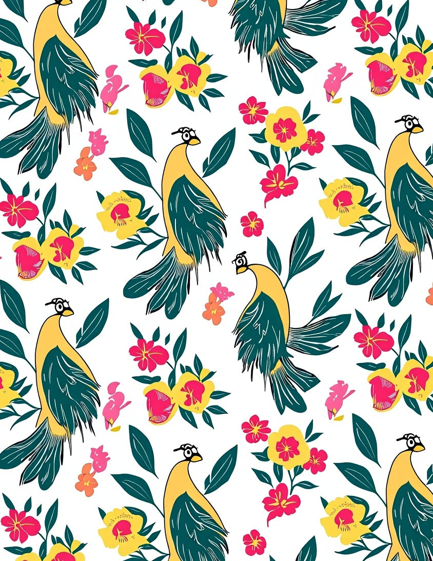 Whimsical Birds Floral Pattern Rug