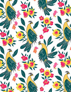 Whimsical Birds Floral Pattern Rug