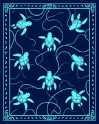 Nautical Turtle Marine Life Pattern Rug