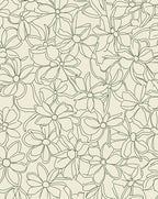 Outline Floral Pattern on Cream Rug