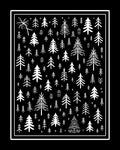 Rustic Black White Forest Trees Rug