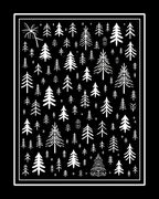 Rustic Black White Forest Trees Rug