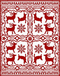 Red Deer Snowflakes Festive Border Rug