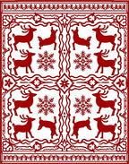 Red Deer Snowflakes Festive Border Rug