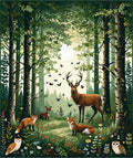 Woodland Animals In Verdant Forest Rug
