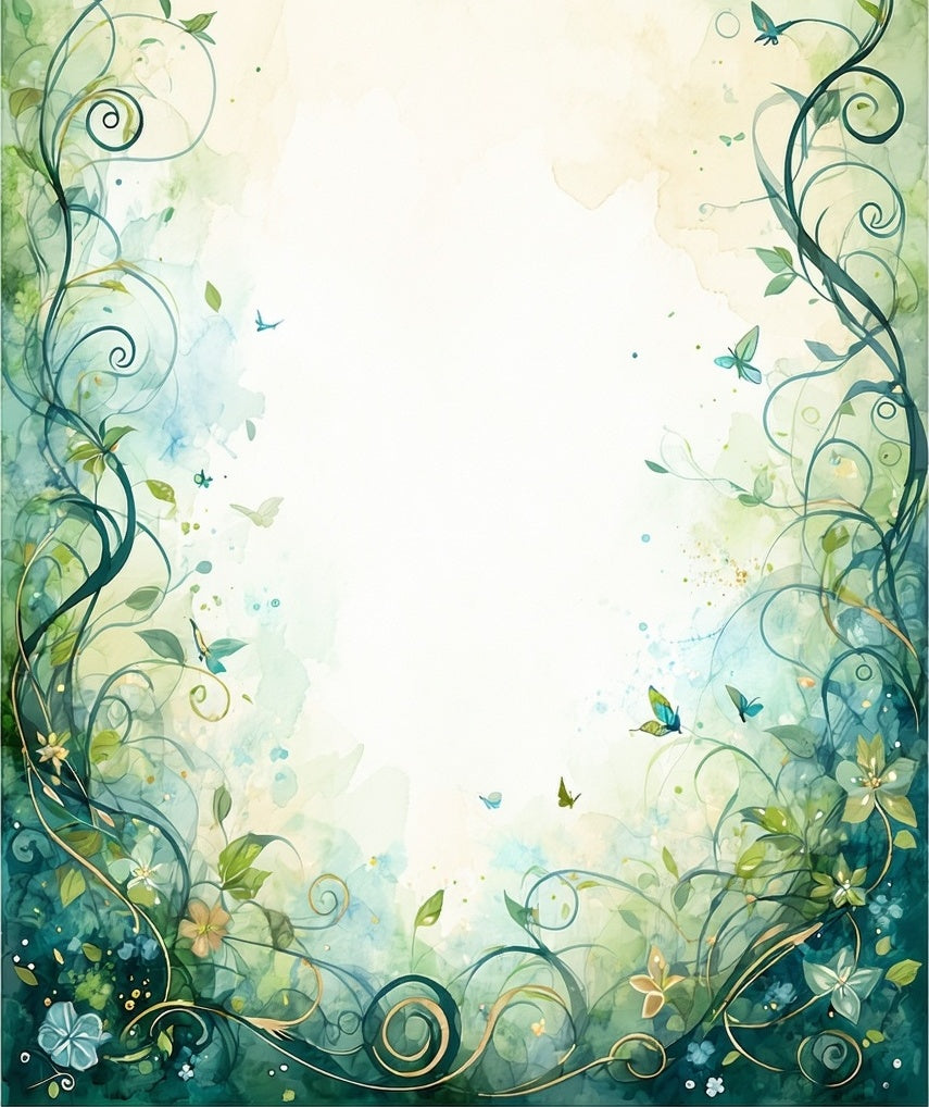 Whimsical Floral Vines Butterflies Rug