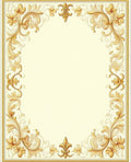 Ornate Gold Floral Scroll Border Rug