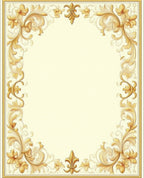 Ornate Gold Floral Scroll Border Rug
