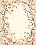Delicate Pink Floral Vine Pattern Rug