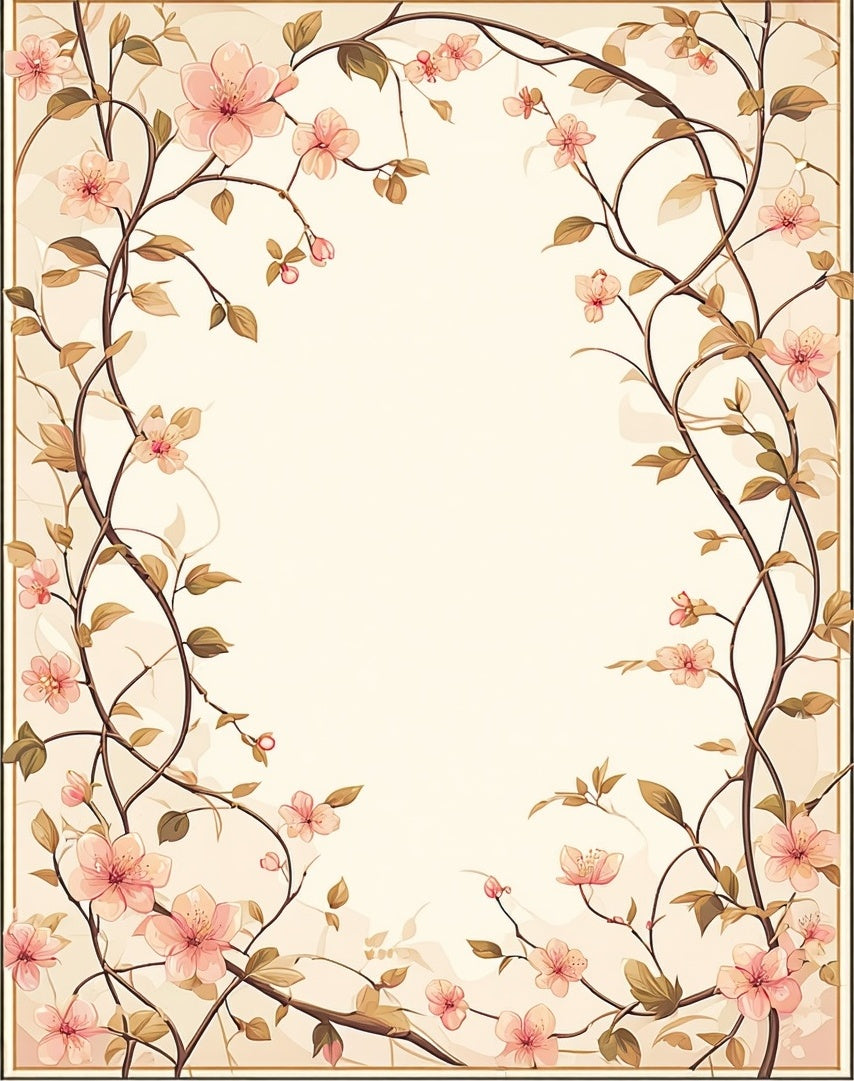 Delicate Pink Floral Vine Pattern Rug