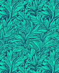 Teal Leaf Patterned Abstract Rug