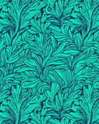 Teal Leaf Patterned Abstract Rug