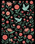 Floral Birdy Garden Pattern Rug
