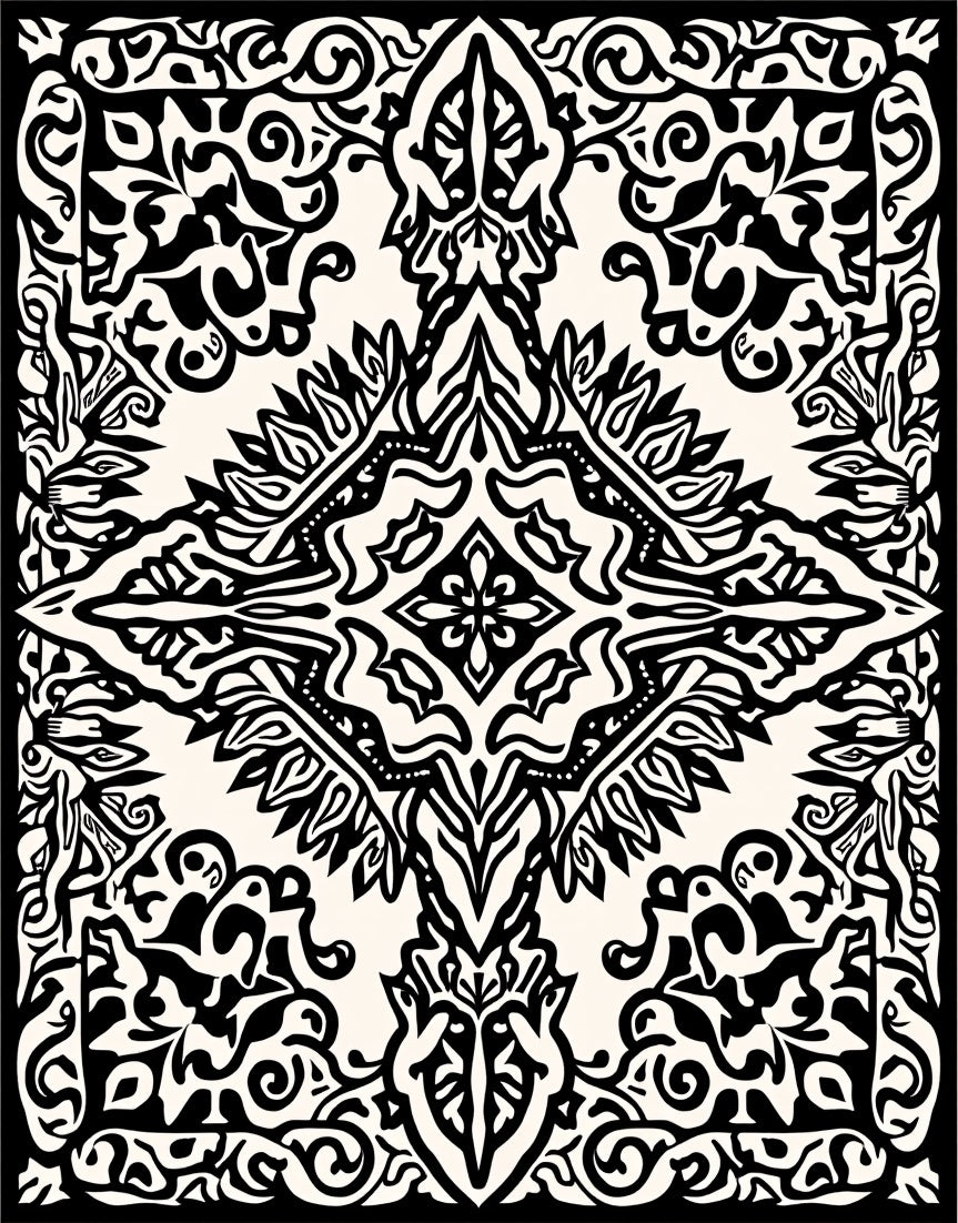 Intricate Floral Scrollwork Pattern Rug