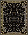 Ornate Golden Flourish Filigree Design Rug