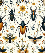 Whimsical Insect Floral Pattern Rug