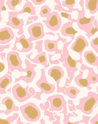 Abstract Pink Gold Blob Pattern Rug