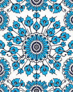 Blue Floral Mandala Pattern Rug