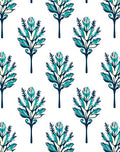 Teal Cream Navy Floral Fountain Rug