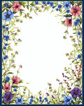 Floral Botanical Whimsical Border Design Rug