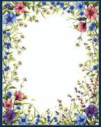 Floral Botanical Whimsical Border Design Rug