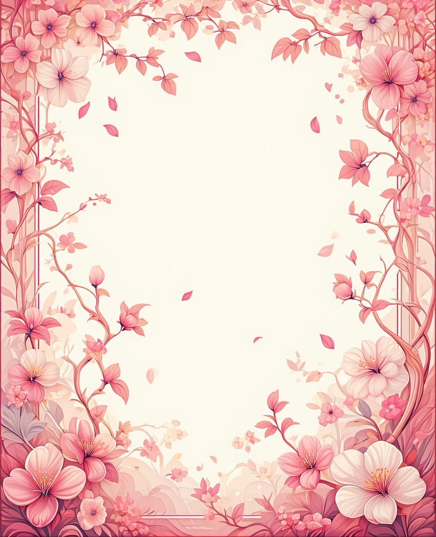Pink Floral Sprigs Delicate Pattern Design Rug