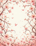 Soft Pink Floral Butterflies Design Rug