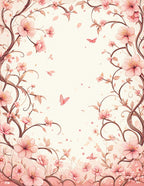 Soft Pink Floral Butterflies Design Rug