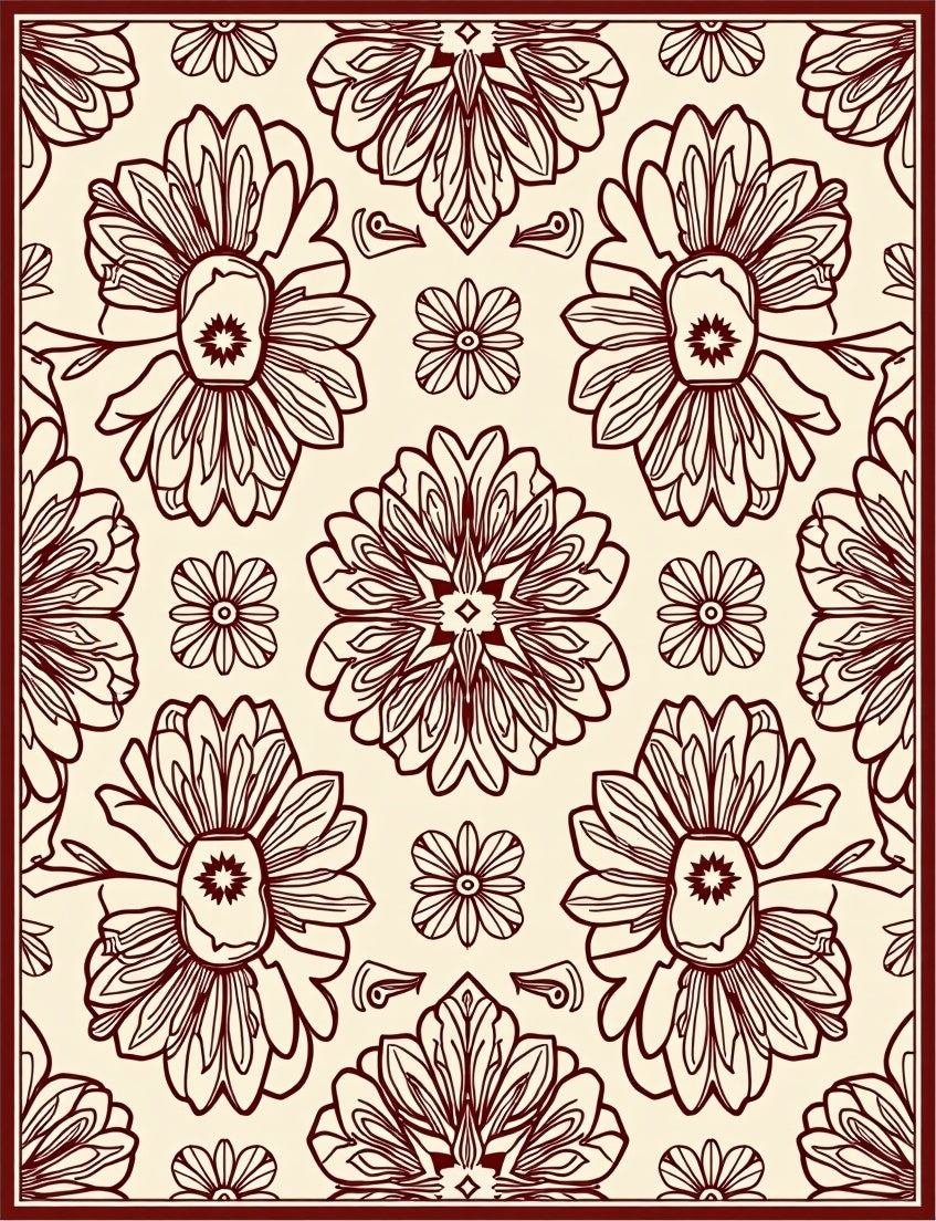 Cream Floral Motif With Border Design Rug
